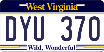 WV license plate DYU370