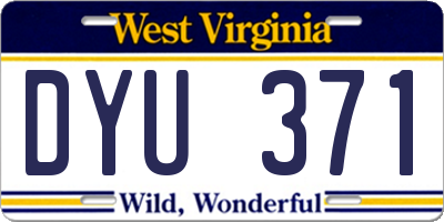 WV license plate DYU371