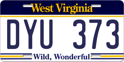 WV license plate DYU373