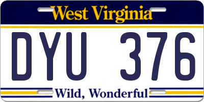 WV license plate DYU376