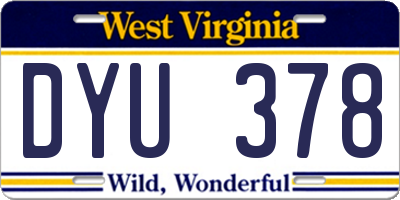 WV license plate DYU378