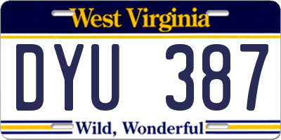 WV license plate DYU387