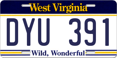 WV license plate DYU391