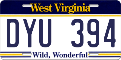 WV license plate DYU394