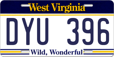 WV license plate DYU396
