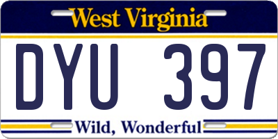 WV license plate DYU397