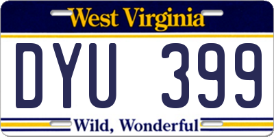 WV license plate DYU399