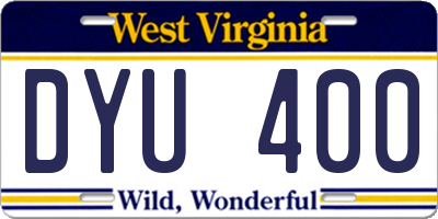WV license plate DYU400