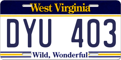 WV license plate DYU403