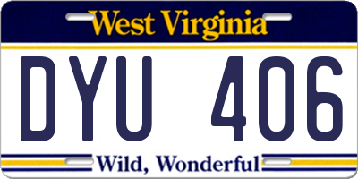 WV license plate DYU406