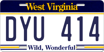 WV license plate DYU414