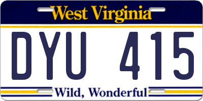 WV license plate DYU415