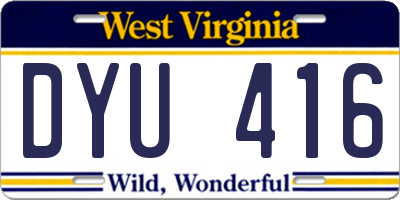 WV license plate DYU416