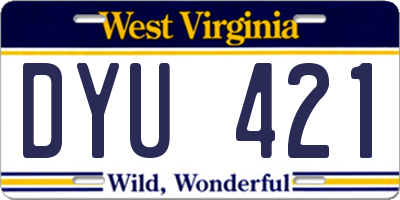WV license plate DYU421