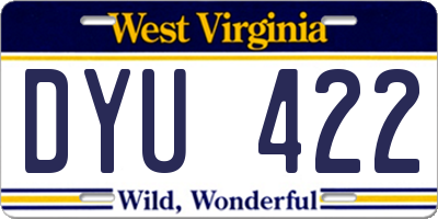 WV license plate DYU422