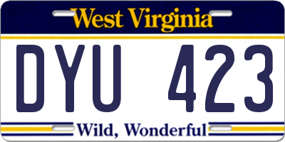 WV license plate DYU423