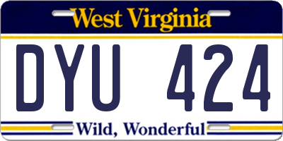 WV license plate DYU424