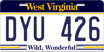 WV license plate DYU426