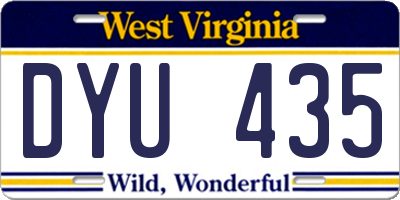 WV license plate DYU435