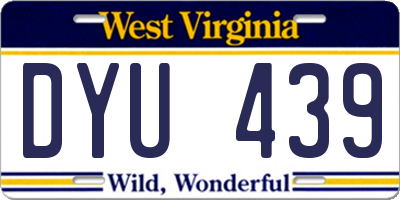WV license plate DYU439