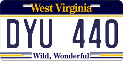 WV license plate DYU440