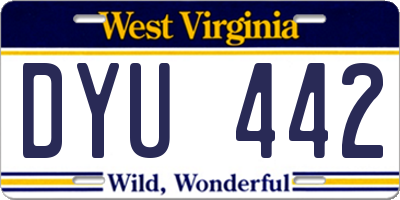 WV license plate DYU442