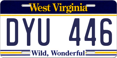 WV license plate DYU446