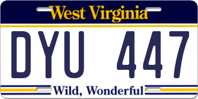 WV license plate DYU447