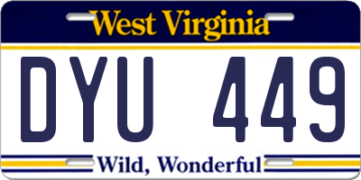 WV license plate DYU449