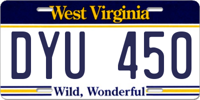 WV license plate DYU450