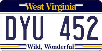WV license plate DYU452