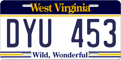 WV license plate DYU453