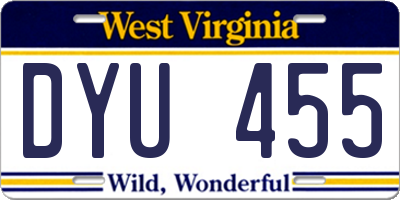 WV license plate DYU455