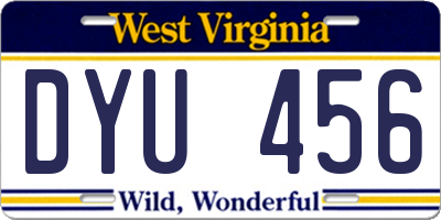 WV license plate DYU456