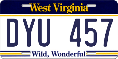 WV license plate DYU457