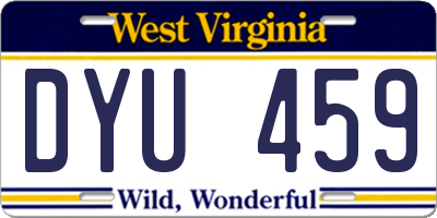 WV license plate DYU459