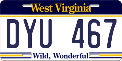 WV license plate DYU467