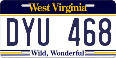 WV license plate DYU468