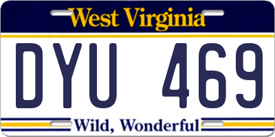 WV license plate DYU469