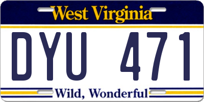 WV license plate DYU471