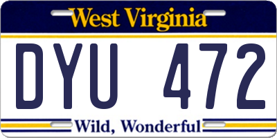WV license plate DYU472