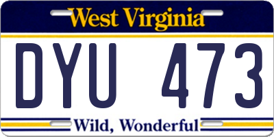 WV license plate DYU473