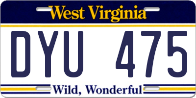 WV license plate DYU475