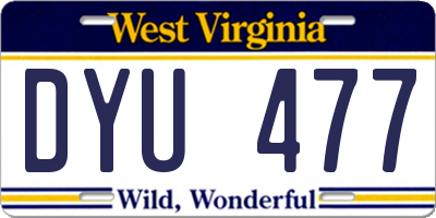 WV license plate DYU477