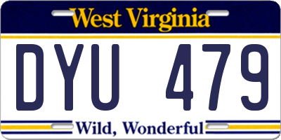 WV license plate DYU479
