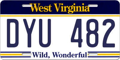 WV license plate DYU482