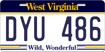 WV license plate DYU486