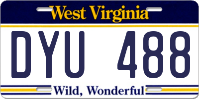 WV license plate DYU488