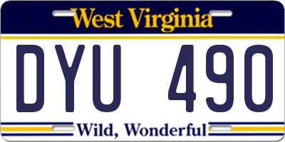 WV license plate DYU490
