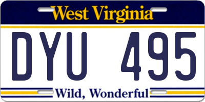 WV license plate DYU495